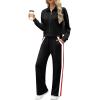 imageXIEERDUO Lounge Sets for Women 2025 Sweatsuit 2 Piece Outfits Sweatshirt Wide Leg Sweatpant Tracksuit Matching SetBlackred