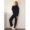 imageXIEERDUO Lounge Sets for Women 2025 Sweatsuit 2 Piece Outfits Sweatshirt Wide Leg Sweatpant Tracksuit Matching SetBlackred