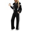 imageXIEERDUO Lounge Sets for Women 2025 Sweatsuit 2 Piece Outfits Sweatshirt Wide Leg Sweatpant Tracksuit Matching SetBlackwhite