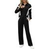imageXIEERDUO Lounge Sets for Women 2025 Sweatsuit 2 Piece Outfits Sweatshirt Wide Leg Sweatpant Tracksuit Matching SetBlackwhite