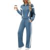 imageXIEERDUO Lounge Sets for Women 2025 Sweatsuit 2 Piece Outfits Sweatshirt Wide Leg Sweatpant Tracksuit Matching SetBluewhite
