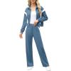 imageXIEERDUO Lounge Sets for Women 2025 Sweatsuit 2 Piece Outfits Sweatshirt Wide Leg Sweatpant Tracksuit Matching SetBluewhite