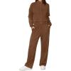 imageXIEERDUO Lounge Sets for Women 2025 Sweatsuit 2 Piece Outfits Sweatshirt Wide Leg Sweatpant Tracksuit Matching SetCoffee Brown
