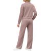 imageXIEERDUO Lounge Sets for Women 2025 Sweatsuit 2 Piece Outfits Sweatshirt Wide Leg Sweatpant Tracksuit Matching SetDark Pink