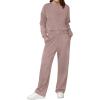 imageXIEERDUO Lounge Sets for Women 2025 Sweatsuit 2 Piece Outfits Sweatshirt Wide Leg Sweatpant Tracksuit Matching SetDark Pink