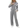 imageXIEERDUO Lounge Sets for Women 2025 Sweatsuit 2 Piece Outfits Sweatshirt Wide Leg Sweatpant Tracksuit Matching SetGreywhite