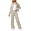 imageXIEERDUO Lounge Sets for Women 2025 Sweatsuit 2 Piece Outfits Sweatshirt Wide Leg Sweatpant Tracksuit Matching SetLight Khaki