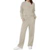 imageXIEERDUO Lounge Sets for Women 2025 Sweatsuit 2 Piece Outfits Sweatshirt Wide Leg Sweatpant Tracksuit Matching SetLight Khaki