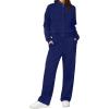 imageXIEERDUO Lounge Sets for Women 2025 Sweatsuit 2 Piece Outfits Sweatshirt Wide Leg Sweatpant Tracksuit Matching SetNavy Blue