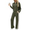 imageXIEERDUO Lounge Sets for Women 2025 Sweatsuit 2 Piece Outfits Sweatshirt Wide Leg Sweatpant Tracksuit Matching SetOlive Green