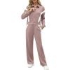 imageXIEERDUO Lounge Sets for Women 2025 Sweatsuit 2 Piece Outfits Sweatshirt Wide Leg Sweatpant Tracksuit Matching SetPinkwhite