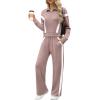 imageXIEERDUO Lounge Sets for Women 2025 Sweatsuit 2 Piece Outfits Sweatshirt Wide Leg Sweatpant Tracksuit Matching SetPinkwhite