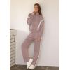 imageXIEERDUO Lounge Sets for Women 2025 Sweatsuit 2 Piece Outfits Sweatshirt Wide Leg Sweatpant Tracksuit Matching SetPinkwhite