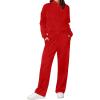imageXIEERDUO Lounge Sets for Women 2025 Sweatsuit 2 Piece Outfits Sweatshirt Wide Leg Sweatpant Tracksuit Matching SetRed