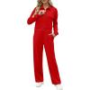 imageXIEERDUO Lounge Sets for Women 2025 Sweatsuit 2 Piece Outfits Sweatshirt Wide Leg Sweatpant Tracksuit Matching SetRed