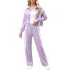 imageXIEERDUO Lounge Sets for Women 2025 Sweatsuit 2 Piece Outfits Sweatshirt Wide Leg Sweatpant Tracksuit Matching SetViolet