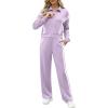 imageXIEERDUO Lounge Sets for Women 2025 Sweatsuit 2 Piece Outfits Sweatshirt Wide Leg Sweatpant Tracksuit Matching SetViolet