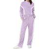 imageXIEERDUO Lounge Sets for Women 2025 Sweatsuit 2 Piece Outfits Sweatshirt Wide Leg Sweatpant Tracksuit Matching SetViolet