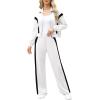 imageXIEERDUO Lounge Sets for Women 2025 Sweatsuit 2 Piece Outfits Sweatshirt Wide Leg Sweatpant Tracksuit Matching SetWhiteblack
