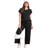 imageXIEERDUO Womens Cap Sleeve Lounge Sets 2 Piece Travel Outfits Airport Tracksuits Wide Leg Loungewear S3XLA Black