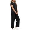 imageXIEERDUO Womens Cap Sleeve Lounge Sets 2 Piece Travel Outfits Airport Tracksuits Wide Leg Loungewear S3XLA Black