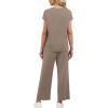 imageXIEERDUO Womens Cap Sleeve Lounge Sets 2 Piece Travel Outfits Airport Tracksuits Wide Leg Loungewear S3XLA Khaki