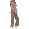 imageXIEERDUO Womens Cap Sleeve Lounge Sets 2 Piece Travel Outfits Airport Tracksuits Wide Leg Loungewear S3XLA Khaki