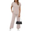 imageXIEERDUO Womens Cap Sleeve Lounge Sets 2 Piece Travel Outfits Airport Tracksuits Wide Leg Loungewear S3XLApricot