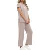 imageXIEERDUO Womens Cap Sleeve Lounge Sets 2 Piece Travel Outfits Airport Tracksuits Wide Leg Loungewear S3XLApricot