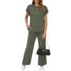 imageXIEERDUO Womens Cap Sleeve Lounge Sets 2 Piece Travel Outfits Airport Tracksuits Wide Leg Loungewear S3XLArmy Green