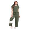 imageXIEERDUO Womens Cap Sleeve Lounge Sets 2 Piece Travel Outfits Airport Tracksuits Wide Leg Loungewear S3XLArmy Green