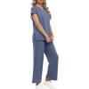 imageXIEERDUO Womens Cap Sleeve Lounge Sets 2 Piece Travel Outfits Airport Tracksuits Wide Leg Loungewear S3XLBlue