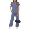 imageXIEERDUO Womens Cap Sleeve Lounge Sets 2 Piece Travel Outfits Airport Tracksuits Wide Leg Loungewear S3XLBlue