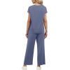 imageXIEERDUO Womens Cap Sleeve Lounge Sets 2 Piece Travel Outfits Airport Tracksuits Wide Leg Loungewear S3XLBlue