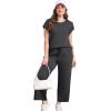 imageXIEERDUO Womens Cap Sleeve Lounge Sets 2 Piece Travel Outfits Airport Tracksuits Wide Leg Loungewear S3XLDark Grey