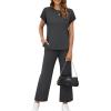 imageXIEERDUO Womens Cap Sleeve Lounge Sets 2 Piece Travel Outfits Airport Tracksuits Wide Leg Loungewear S3XLDark Grey