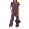 imageXIEERDUO Womens Cap Sleeve Lounge Sets 2 Piece Travel Outfits Airport Tracksuits Wide Leg Loungewear S3XLDark Purple