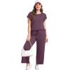 imageXIEERDUO Womens Cap Sleeve Lounge Sets 2 Piece Travel Outfits Airport Tracksuits Wide Leg Loungewear S3XLDark Purple