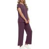 imageXIEERDUO Womens Cap Sleeve Lounge Sets 2 Piece Travel Outfits Airport Tracksuits Wide Leg Loungewear S3XLDark Purple