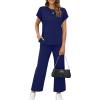 imageXIEERDUO Womens Cap Sleeve Lounge Sets 2 Piece Travel Outfits Airport Tracksuits Wide Leg Loungewear S3XLNavy