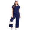 imageXIEERDUO Womens Cap Sleeve Lounge Sets 2 Piece Travel Outfits Airport Tracksuits Wide Leg Loungewear S3XLNavy