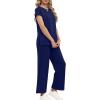 imageXIEERDUO Womens Cap Sleeve Lounge Sets 2 Piece Travel Outfits Airport Tracksuits Wide Leg Loungewear S3XLNavy