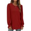 imageXIEERDUO Womens Long Sleeve Tops 2024 Fall Ruffle Puff Sleeve Cute Tunic Shirts Dressy10red
