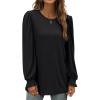 imageXIEERDUO Womens Long Sleeve Tops 2024 Fall Ruffle Puff Sleeve Cute Tunic Shirts DressyA02black