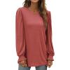 imageXIEERDUO Womens Long Sleeve Tops 2024 Fall Ruffle Puff Sleeve Cute Tunic Shirts DressyA04red