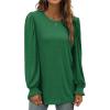 imageXIEERDUO Womens Long Sleeve Tops 2024 Fall Ruffle Puff Sleeve Cute Tunic Shirts DressyA05green