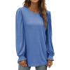 imageXIEERDUO Womens Long Sleeve Tops 2024 Fall Ruffle Puff Sleeve Cute Tunic Shirts DressyA06blue