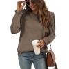 imageXIEERDUO Womens Long Sleeve Tops 2024 Fall Ruffle Puff Sleeve Cute Tunic Shirts DressyA07brown