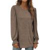 imageXIEERDUO Womens Long Sleeve Tops 2024 Fall Ruffle Puff Sleeve Cute Tunic Shirts DressyA07brown