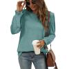 imageXIEERDUO Womens Long Sleeve Tops 2024 Fall Ruffle Puff Sleeve Cute Tunic Shirts DressyA09cadetblue
